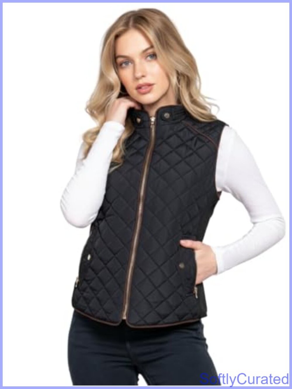 Women's Quilted Padded Zip Up Vest Lightweight Sleeveless Gilet